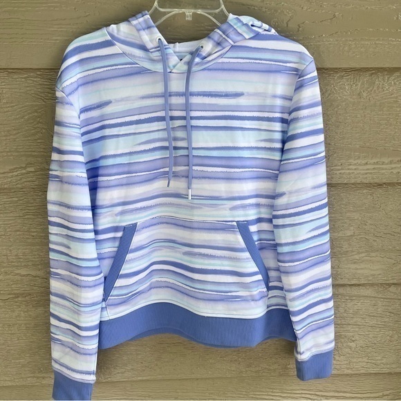 Ladies Footjoy L/S Watercolor Pullover Hoodie Striped Purple Lilac Medium‎ FJ - Picture 7 of 12